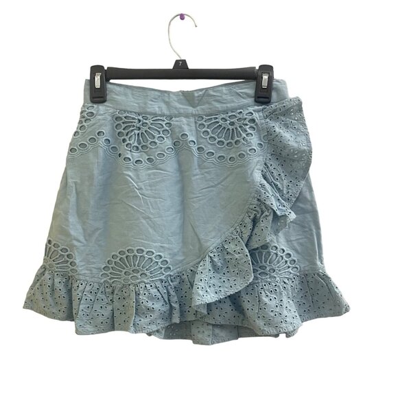 NWT Missguided Blue Broderie Anglaise Frill Layer Mini Skirt, - Picture 2 of 5